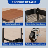 Heavy-Duty Steel Storage Cart with Locking Wheels - Multi-Tier Rolling Utility Organizer, Space-Saving Mobile Shelving Unit for Kitchen, Office, Dorm, Bathroom - Easy-Clean Surface, Compact Design (/) - Ideal for Home & Commercial Use