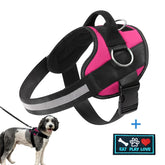 Adjustable Dog Harness for Small & Large Dogs - Reflective Nylon Vest with Striped Design, D-Ring Leash Attachment, and "Eat Play Love" Patch - Hand Wash Only