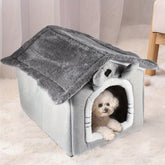 Pet House 40*38*35CM Dog House Portable Cat Kennel Bed Indoor with Removable Cushion Cat Cave Warm Puppy Bed Washable Folding Soft and Comfortable Multifunctional Cube Cat House for Pets