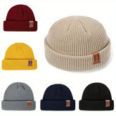 1pc Men Women Fashion Winter Knitted Beanie Hat Unisex Skullies Cap Hip-hop Cuffed Short Cap Bonnet Warm Ribbed Fisherman Docker Hats