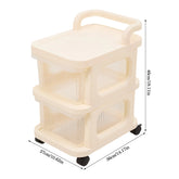 2-tier Storage Rack on Wheels Storage Box Shelf Plastic Bedside Table on Wheels, Off-white Cupboard Clothes/ Shoes/ Toys/ Snack Organizer Cart for Living Room/ Bedroom/ Hallway/ Office 36*27*46cm