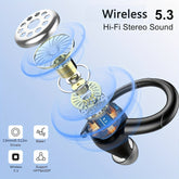 Headphones Wireless Earbuds Sport, Wireless 5.3 Over Ear Buds Stereo Deep Bass Headset With Earhooks, 48H Wireless Earphones With HD Mic, Earbud For Sports/Running/Workout