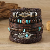 23pcs Bohemian Bracelet Making Kit with Turquoise Wood Beads, Horn & Feather Evil Eye Beads, PU Leather Cords & DIY Charms (Turquoise, Dreamcatcher, Feather) - Handmade-Look Friendship Bracelets for Women, Men,2 Adults -, Beaded Bracelet, Boho Bracelets