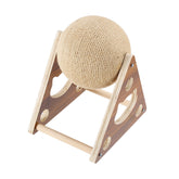 Natural Sisal Board Scratcher, Stable Wooden Base and Sisal Rope Rolling Ball Toys for Cats Climbing Grinding Claws, Interactive Cat Scratching Post
