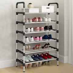 6 Tier Metal Shoe Rack Shoe Storage Organiser, Free Standing Durable Narrow Shoe Rack, Vertical Slim Shoe Tower, Multi Functional Heavy Duty Storage Unit Shoe Stand, Entryway Shoe Holder Space Saving Shoe Shelf Shoe Organizer for Closet Living Room Bedro