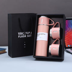 1 Set Stainless Steel Vacuum Insulated and Cold Insulation Bottle Set with 3 Cups - 500ml/16.9oz - Safe for Food Contact, Perfect Gifts for Her