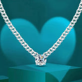 925 Sterling Silver Handmade 1Ct Moissanite Cuban Chain Necklace, D-Color Made by VVS1 Laboratory Moissanite, Valentine'S Day, Christmas, Various Festivals, Special Occasions, Boutique Gift Boxes