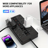 10-in-1 Power Strip Surge Protector, 3250W 13A AC Outlet with 7 AC Outlets & 3 USB Ports, Portable UK Plug for Home, Kitchen, Office, or Hotel Use, USB Power Strip, Kitchen Power Supply, Multifunctional Device Charging, Compact Design, Highcapacity Charg
