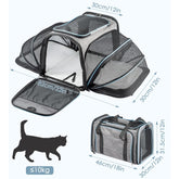 Expandable Soft Cat Carrier Bag – Airline Approved Pet Travel Bag with Mesh Windows, Shoulder Strap & Foldable Design for Cats and Small Dogs – Portable Pet Carrier for Airplane, Car, Vet & Home Use (Grey)