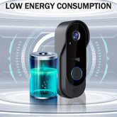 Smart Security Doorbell Camera with 2-Way Audio, Night Vision & Real-Time Alerts - Wireless WiFi (2.4G/3G/4G/5G) Indoor/Outdoor Wireless Doorbell System, Easy Installation, Compatible with Smartphone, Tablet & Smart Home Hubs for Front Door Security