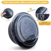 10 X Round 16oz Plastic Meal Prep Containers - Reusable Free Food Containers with Airtight Lids - Microwavable, Freezer and Dishwasher Safe