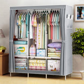 Portable Closet, Portable Closets for Hanging Clothes with 3 Hanging Rods and 6 Storage Shelves and 4 Side Pockets, Black Wardrobe Closet Easy to Assemble and Strong and Stable, Portable Closets, Temporary Wardrobe, Collapsible Closet, Foldable