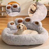 Hot Dog Bed , Plush Washable Puppy Cushion with Cute Hot Dog-Shaped Design , Durable PP-Filled , Machine Washable , for Small & Medium Dogs Pomeranian Chihuahua , M/L Sizes for 5-30kg , Grey
