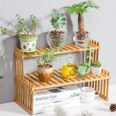 2-layer Mini Wooden Plant Rack | Flowerpot Rack | Display Rack, Adjustable Desktop Rack | Decorative Rack | Desk Rack | Storage Rack | Kitchen Rack, Size 47 * 21 * 30cm