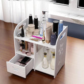 Large White Clear PVC Stackable Vanity Case & Beauty Organizer • Multi-Tier Storage Box with Shelves & Drawers-Like Compartments • Space-Saving Countertop Display for Makeup, Skincare, Lipstick, Brushes (No Assembly)