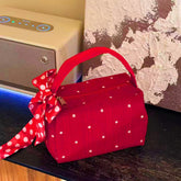 Cosmetic Bags for Women Floral Print Makeup Organizer Bow Decor Zipper Closure Handbag