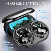 Q38 New Wireless Earbuds for Running Sports, Wireless Earphones with Pure Bass Sound, Over Ear Headphones with Dual-LED Display Earphones Noise Cancelling Headset Built-in Microphone, Premium Wireless Earbuds, Earbuds Sans Fil, Wired Headphones, Wireless