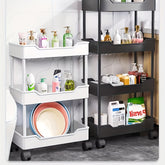 3-Tier Plastic Rolling Utility Cart With Handle, Lightweight Detachable Storage Organizer With Wheels, Multipurpose Basket Shelves For Bathroom, Kitchen Retail Stores, Hotel Bathroom