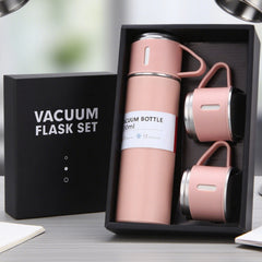 1 Set Stainless Steel Vacuum Insulated and Cold Insulation Bottle Set with 3 Cups - 500ml/16.9oz - Safe for Food Contact, Perfect Gifts for Her